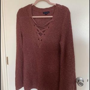 NWOT AEO Lace up sweater